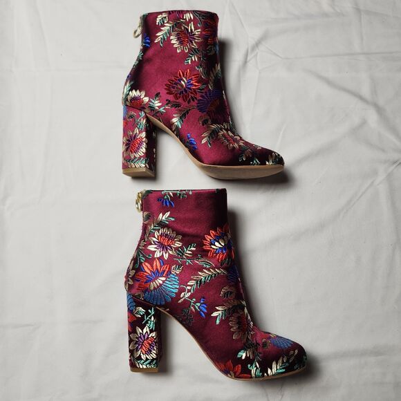 Joie Womens EU 36 US 5.5 Saleema Brocade Ankle Boots Plum Booties - Picture 5 of 9